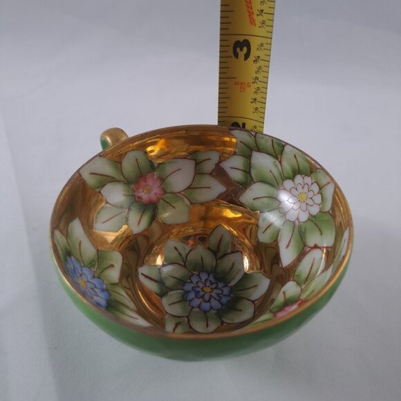 Trimont Gold Floral Tea Cup Saucer Hand Painted Green Collectible Vintage - Picture 6 of 16